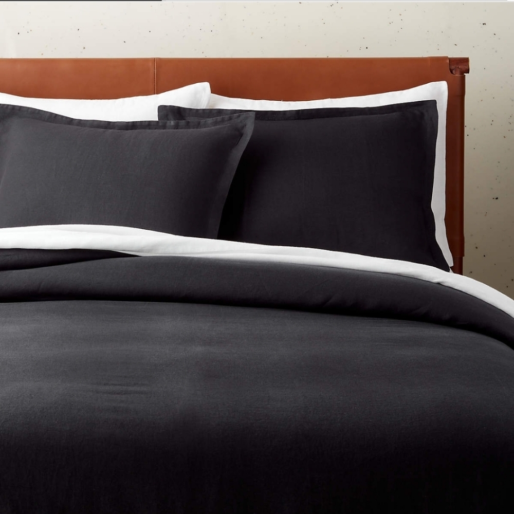 Exclusive EUROPEAN FLAX™Certified Linen Black Full/Queen Duvet Cover
